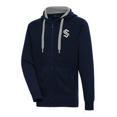 Seattle Kraken Antigua Metallic Logo Victory Full-Zip Hoodie - Deep Sea Blue | US 200544493