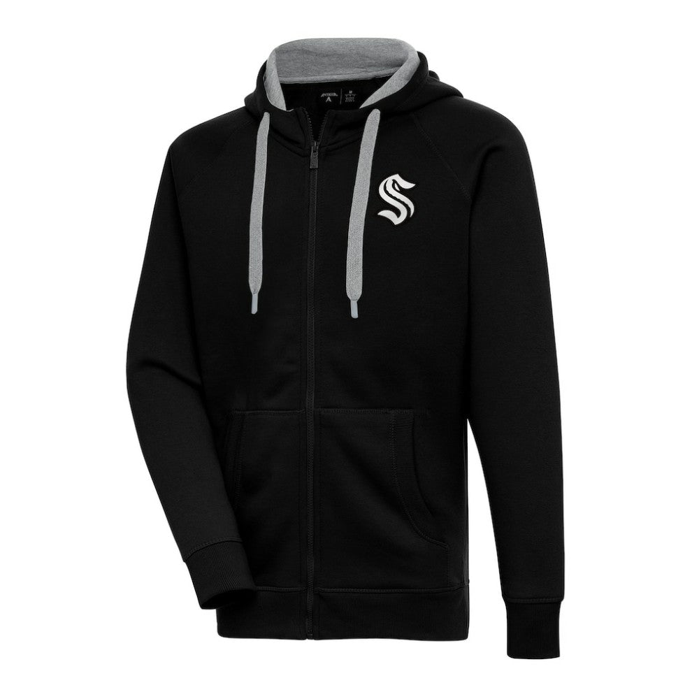 Seattle Kraken Antigua Metallic Logo Victory Full-Zip Hoodie - Black | US 200544494