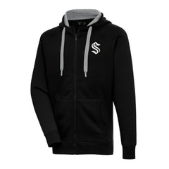 Seattle Kraken Antigua Metallic Logo Victory Full-Zip Hoodie - Black | US 200544494