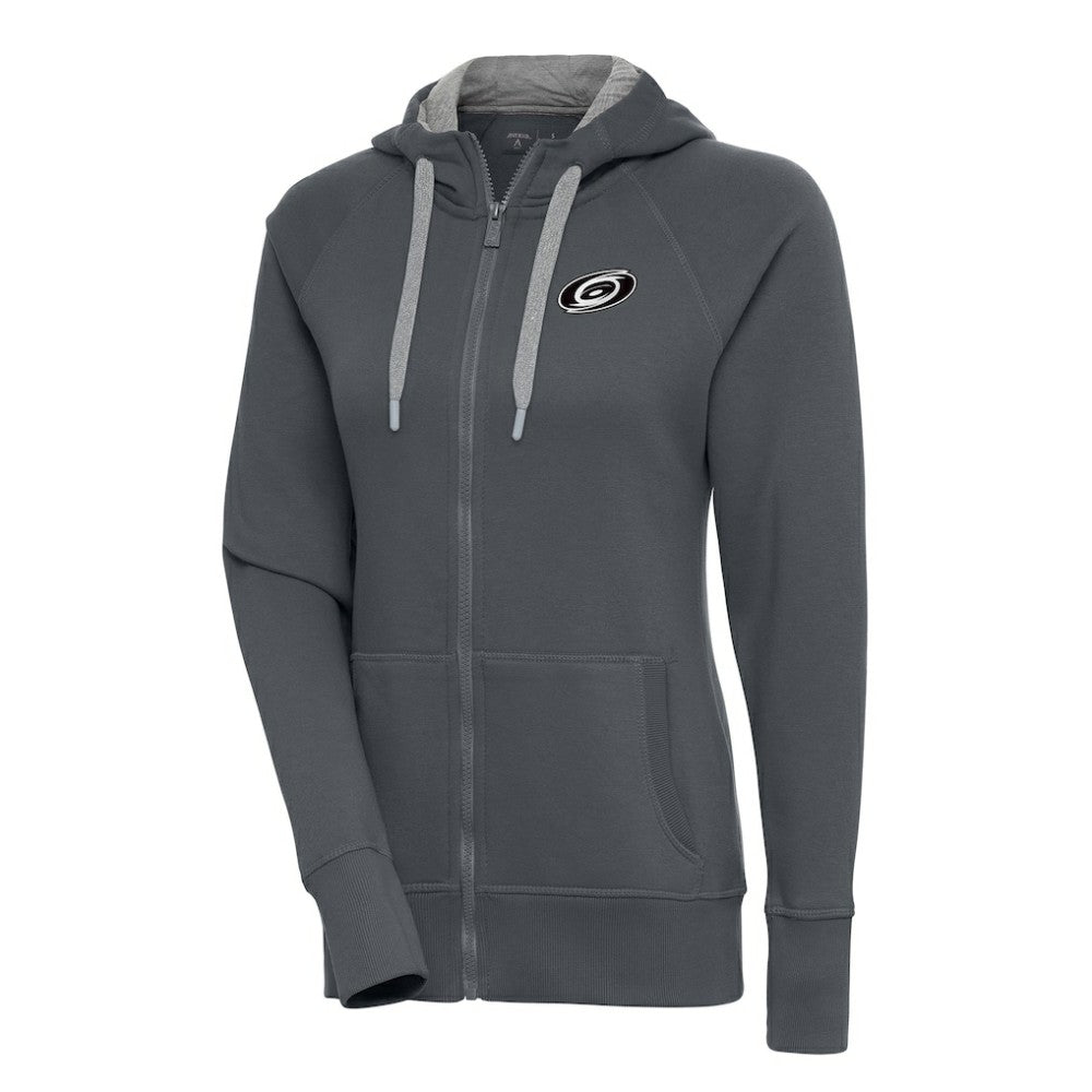 Carolina Hurricanes Antigua Women's Metallic Logo Victory Full-Zip Hoodie - Charcoal | US 200544873