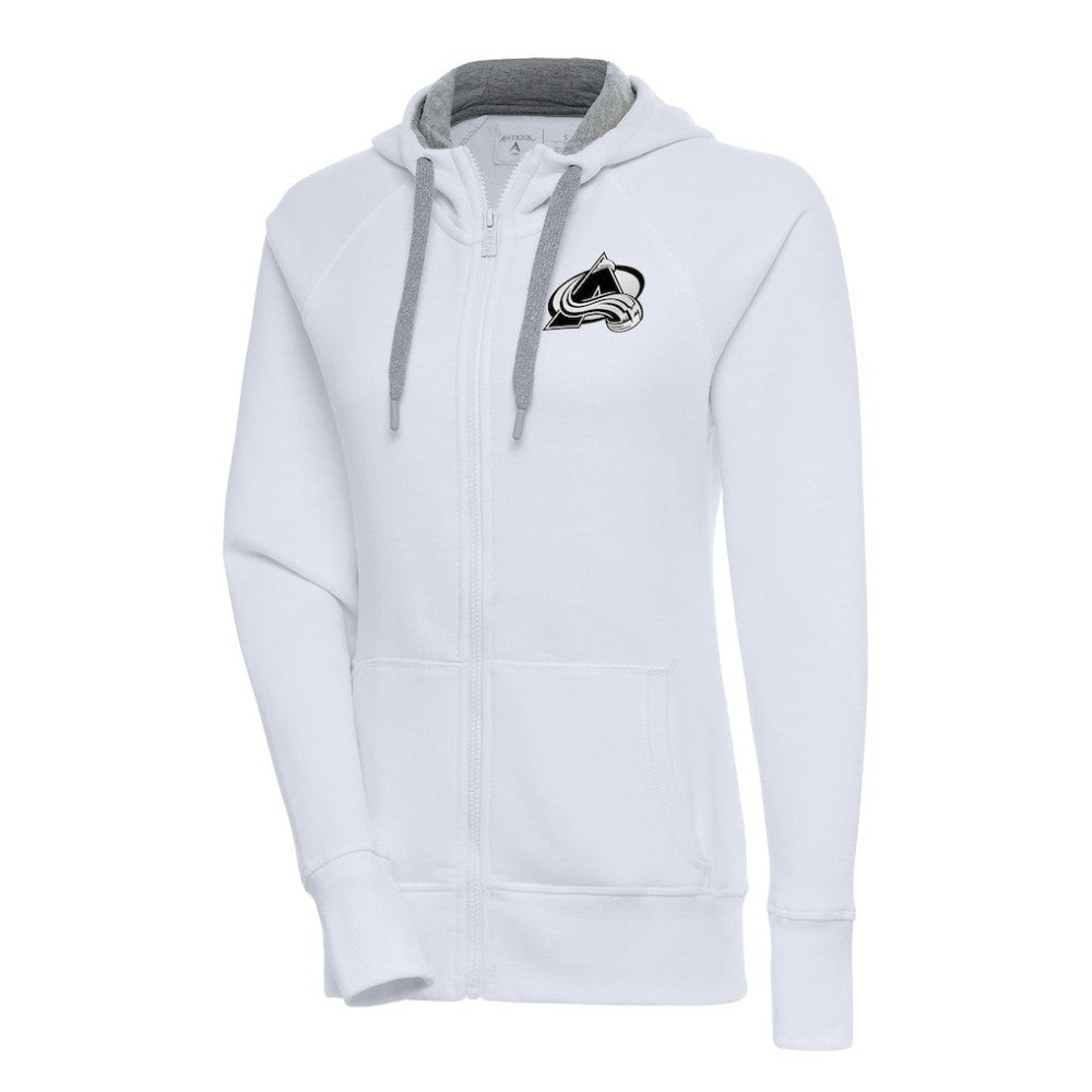 Colorado Avalanche Antigua Women's Metallic Logo Victory Full-Zip Hoodie - White | US 200544879