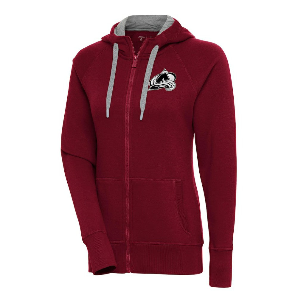 Colorado Avalanche Antigua Women's Metallic Logo Victory Full-Zip Hoodie - Burgundy | US 200544882