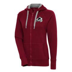 Colorado Avalanche Antigua Women's Metallic Logo Victory Full-Zip Hoodie - Burgundy | US 200544882