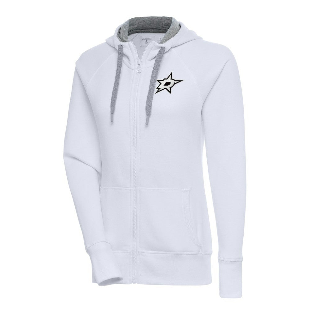 Dallas Stars Antigua Women's Metallic Logo Victory Full-Zip Hoodie - White | US 200544884