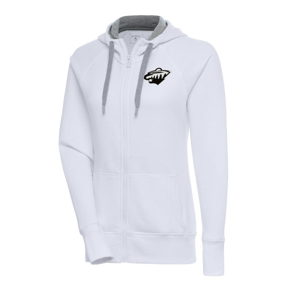 Minnesota Wild Antigua Women's Metallic Logo Victory Full-Zip Hoodie - White | US 200544894