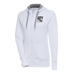 New York Rangers Antigua Women's Metallic Logo Victory Full-Zip Hoodie - White | US 200544904