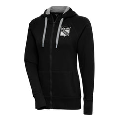 New York Rangers Antigua Women's Metallic Logo Victory Full-Zip Hoodie - Black | US 200544905