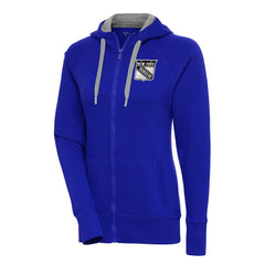 New York Rangers Antigua Women's Metallic Logo Victory Full-Zip Hoodie - Blue | US 200544907