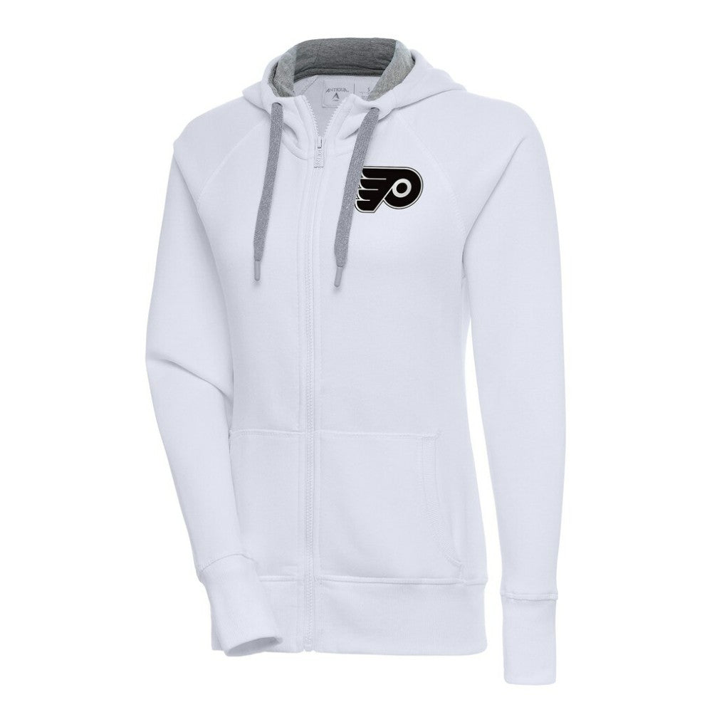 Philadelphia Flyers Antigua Women's Metallic Logo Victory Full-Zip Hoodie - White | US 200544909