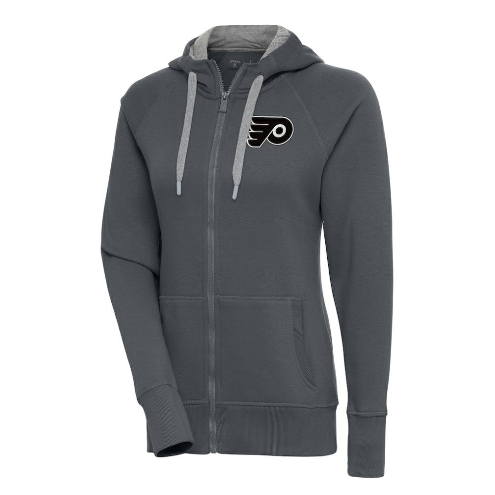 Philadelphia Flyers Antigua Women's Metallic Logo Victory Full-Zip Hoodie - Charcoal | US 200544913