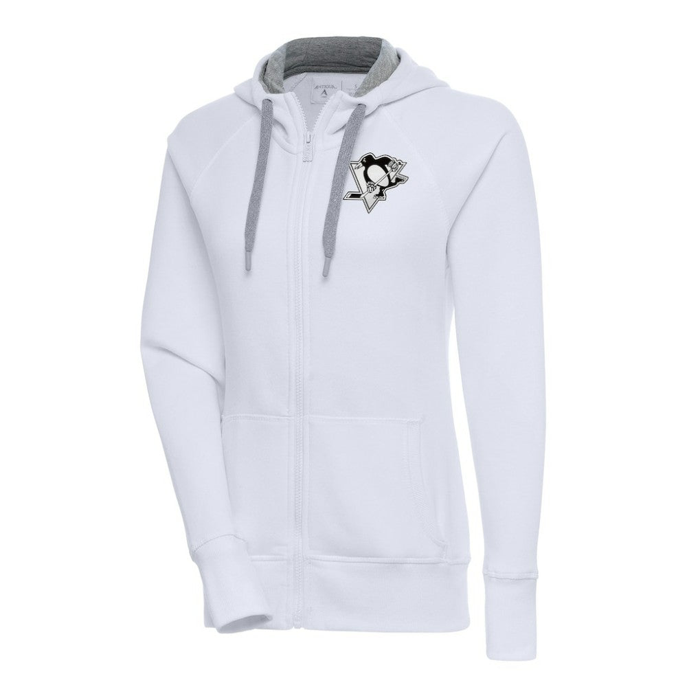 Pittsburgh Penguins Antigua Women's Metallic Logo Victory Full-Zip Hoodie - White | US 200544914