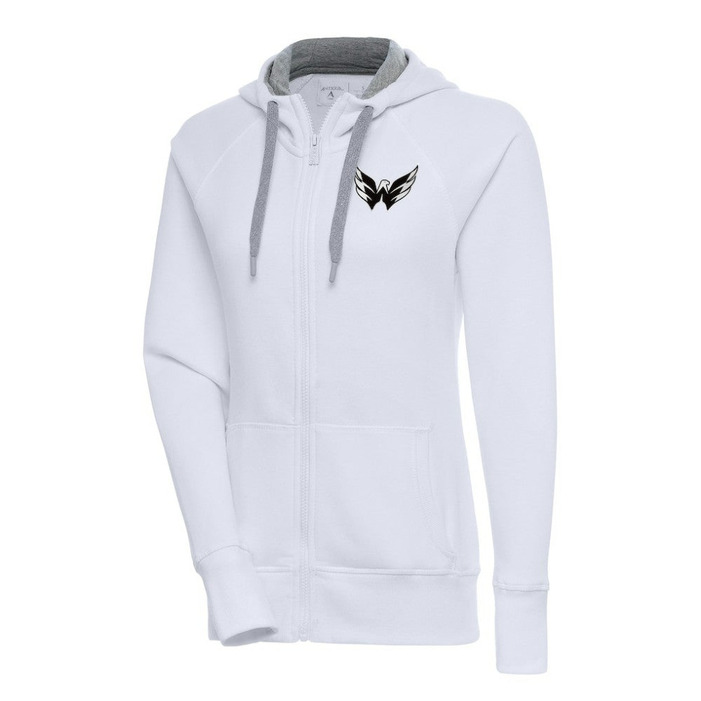 Washington Capitals Antigua Women's Metallic Logo Victory Full-Zip Hoodie - White | US 200544938