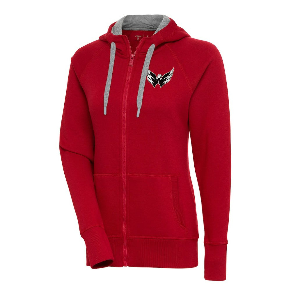Washington Capitals Antigua Women's Metallic Logo Victory Full-Zip Hoodie - Red | US 200544941