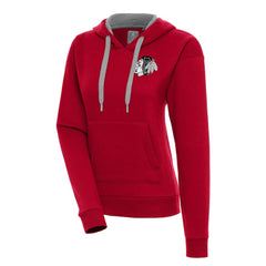 Chicago Blackhawks Antigua Women's Metallic Logo Victory Pullover Hoodie - Red | US 200545011