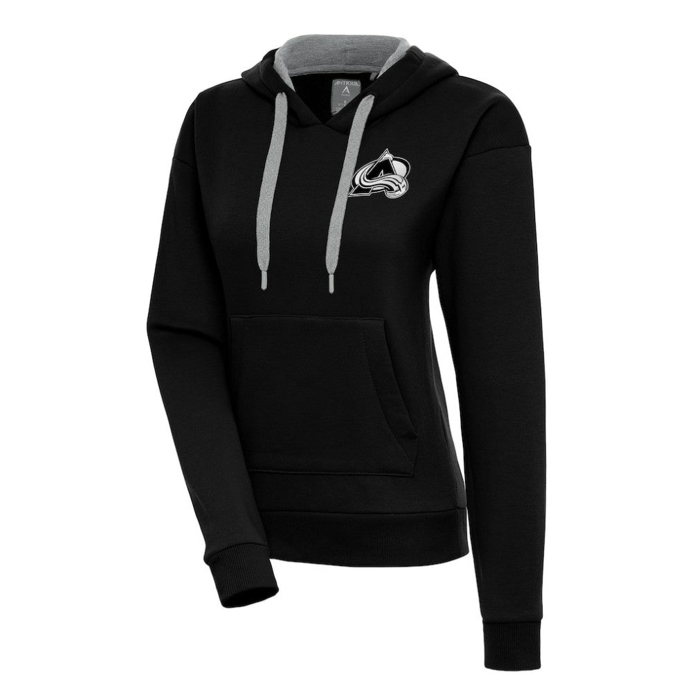 Colorado Avalanche Antigua Women's Metallic Logo Victory Pullover Hoodie - Black | US 200545016