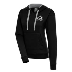 Colorado Avalanche Antigua Women's Metallic Logo Victory Pullover Hoodie - Black | US 200545016