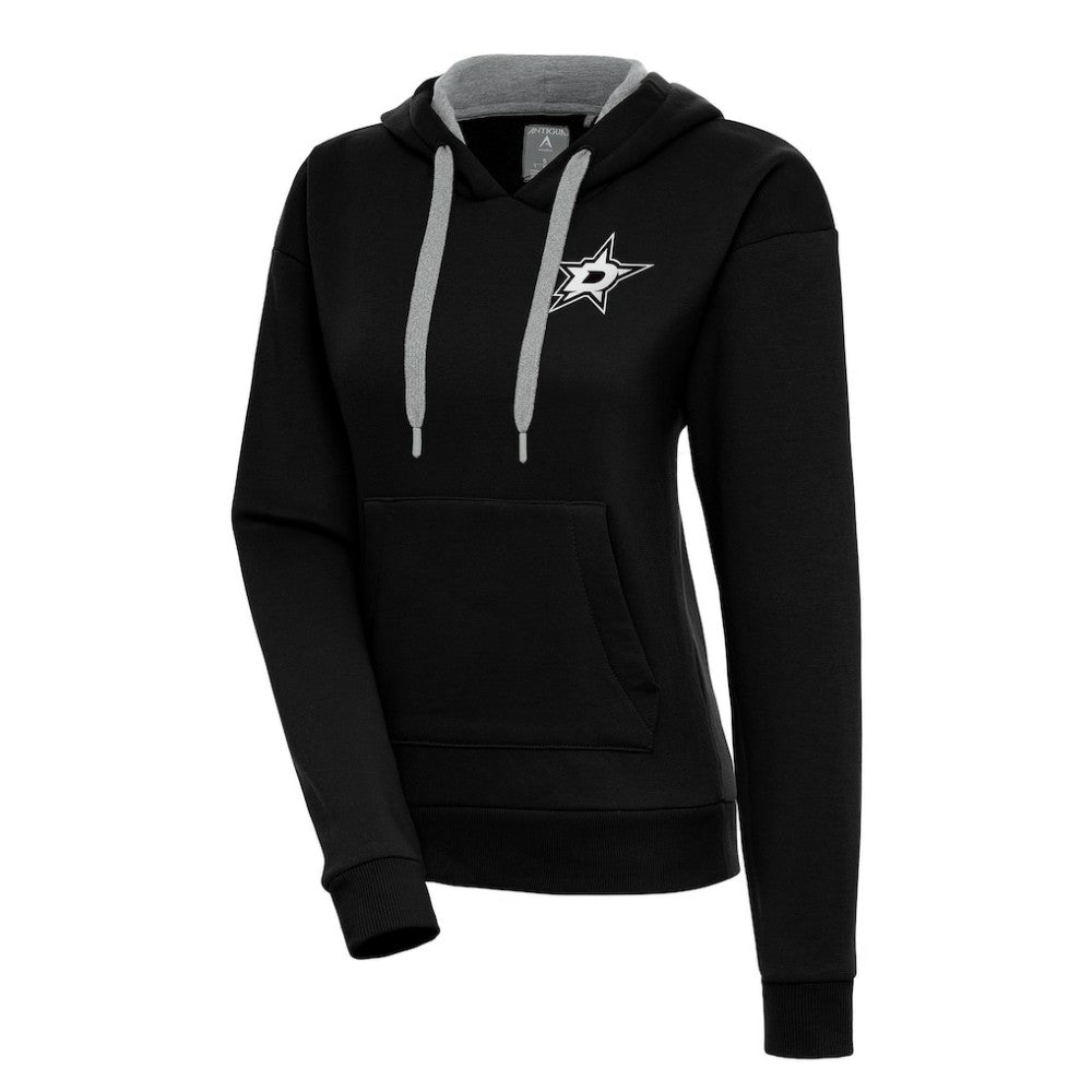 Dallas Stars Antigua Women's Metallic Logo Victory Pullover Hoodie - Black | US 200545027