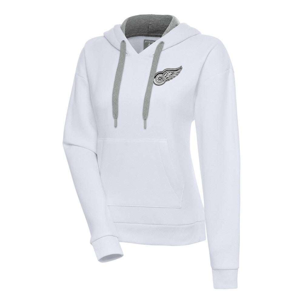 Detroit Red Wings Antigua Women's Metallic Logo Victory Pullover Hoodie - White | US 200545031