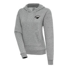 Minnesota Wild Antigua Women's Metallic Logo Victory Pullover Hoodie - Heather Gray | US 200545038