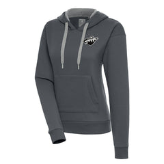 Minnesota Wild Antigua Women's Metallic Logo Victory Pullover Hoodie - Charcoal | US 200545040