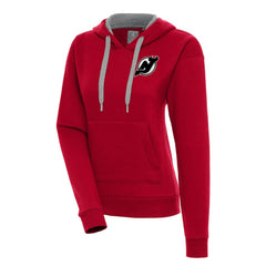 New Jersey Devils Antigua Women's Metallic Logo Victory Pullover Hoodie - Red | US 200545044