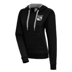 New York Rangers Antigua Women's Metallic Logo Victory Pullover Hoodie - Black | US 200545047