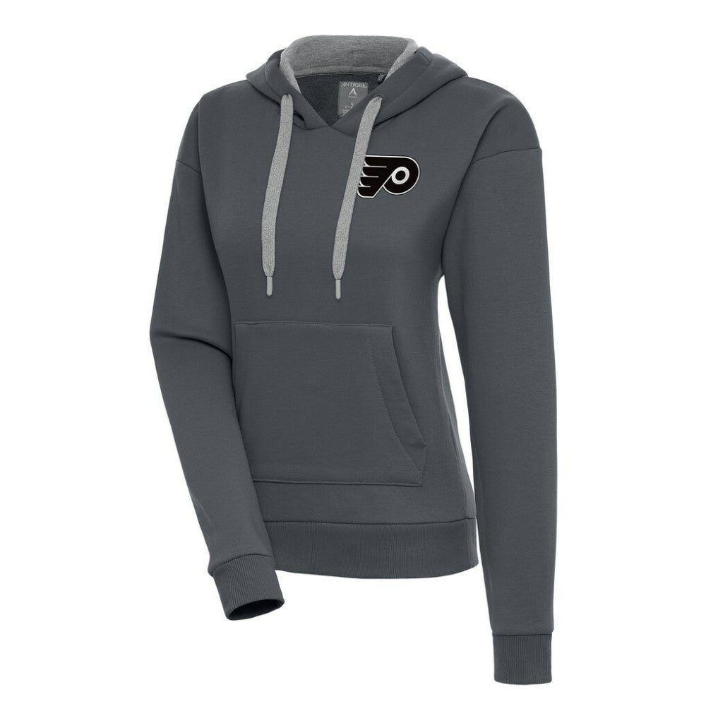 Philadelphia Flyers Antigua Women's Metallic Logo Victory Pullover Hoodie - Charcoal | US 200545055