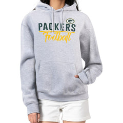 Green Bay Packers G-III 4Her by Carl Banks Women's Graphic Fleece Pullover Hoodie - Heather Gray Hoodies