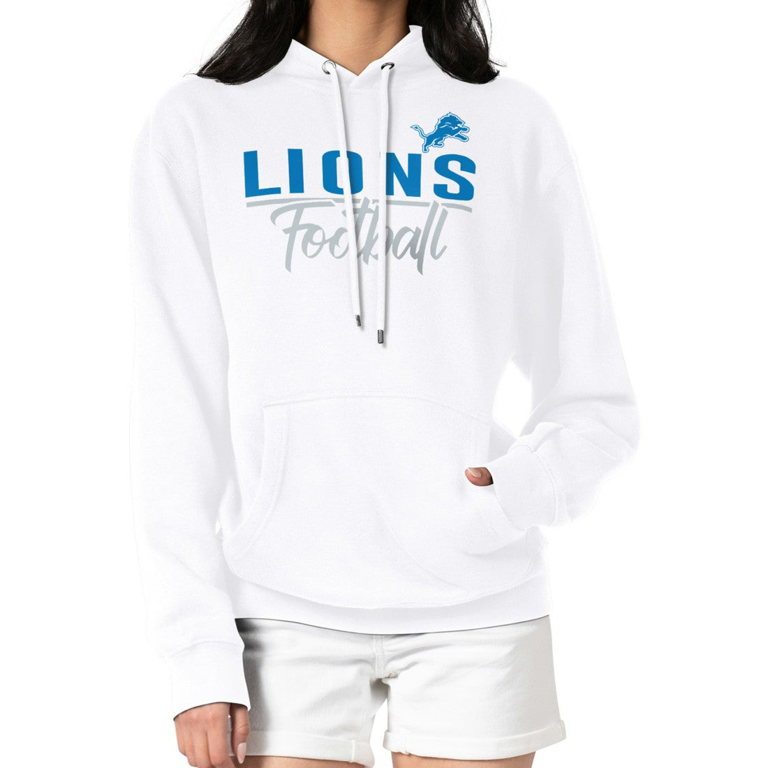 Detroit Lions G-III 4Her by Carl Banks Women's Graphic Fleece Pullover Hoodie - White Hoodies