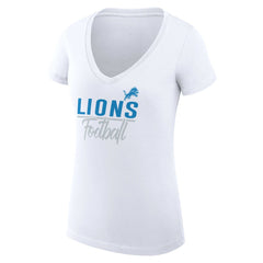 Detroit Lions G-III 4Her by Carl Banks Women's V-Neck Fitted T-Shirt - White T-shirts