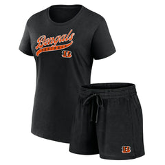 Cincinnati Bengals Women's Start to Finish T-Shirt & Shorts Combo Pack - Black T-shirts