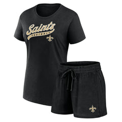 New Orleans Saints Women's Start to Finish T-Shirt & Shorts Combo Pack - Black T-shirts