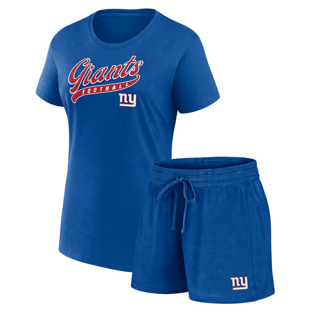 New York Giants Women's Start to Finish T-Shirt & Shorts Combo Pack - Royal T-shirts