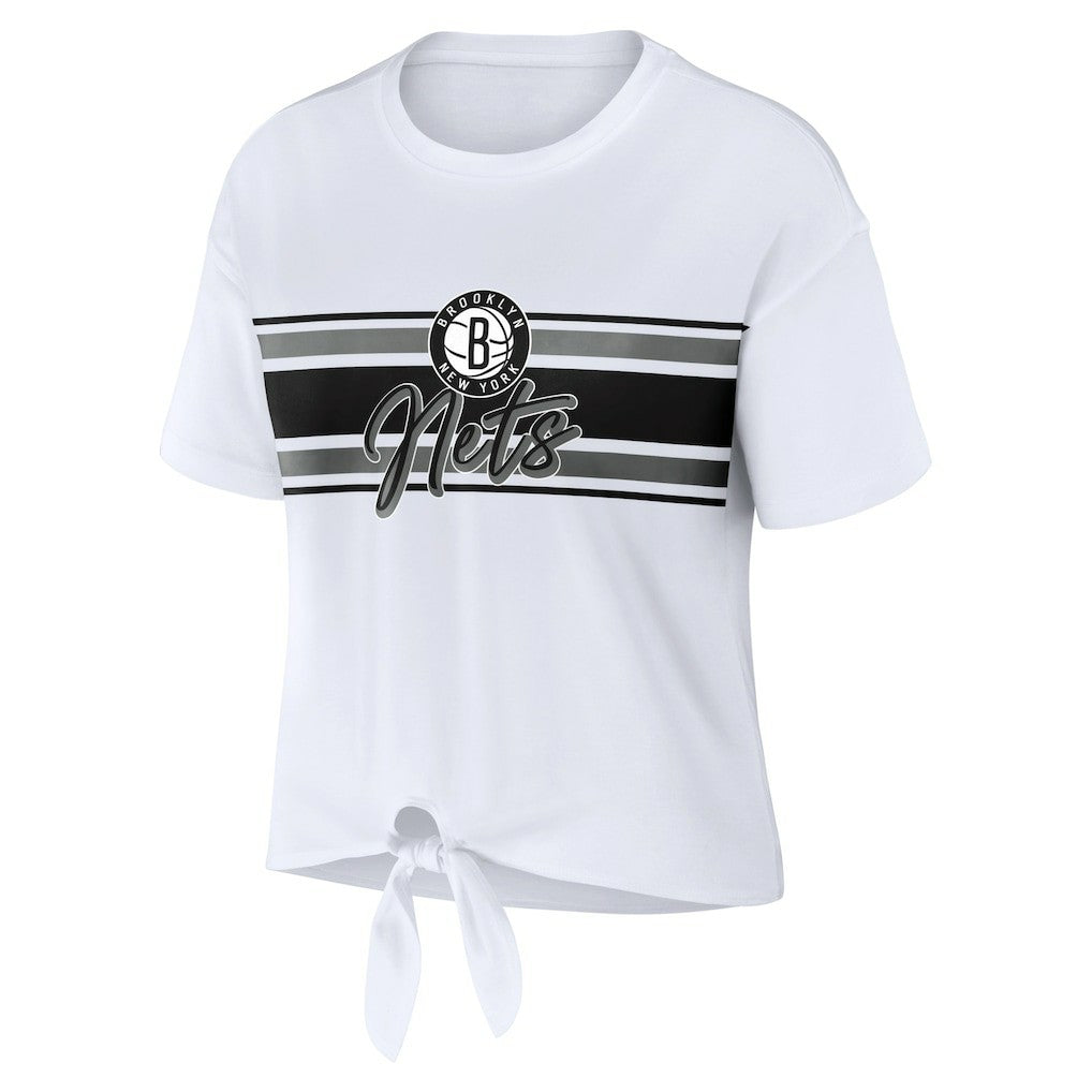 Brooklyn Nets WEAR by Erin Andrews Women's Tie-Front T-Shirt White outlet