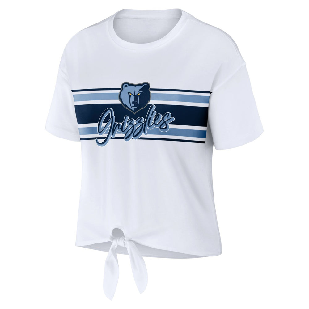 Memphis Grizzlies WEAR by Erin Andrews Women's Tie-Front T-Shirt White outlet