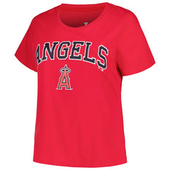 Los Angeles Angels Profile Women's Plus Size Arch Logo T-Shirt - Red T-shirts