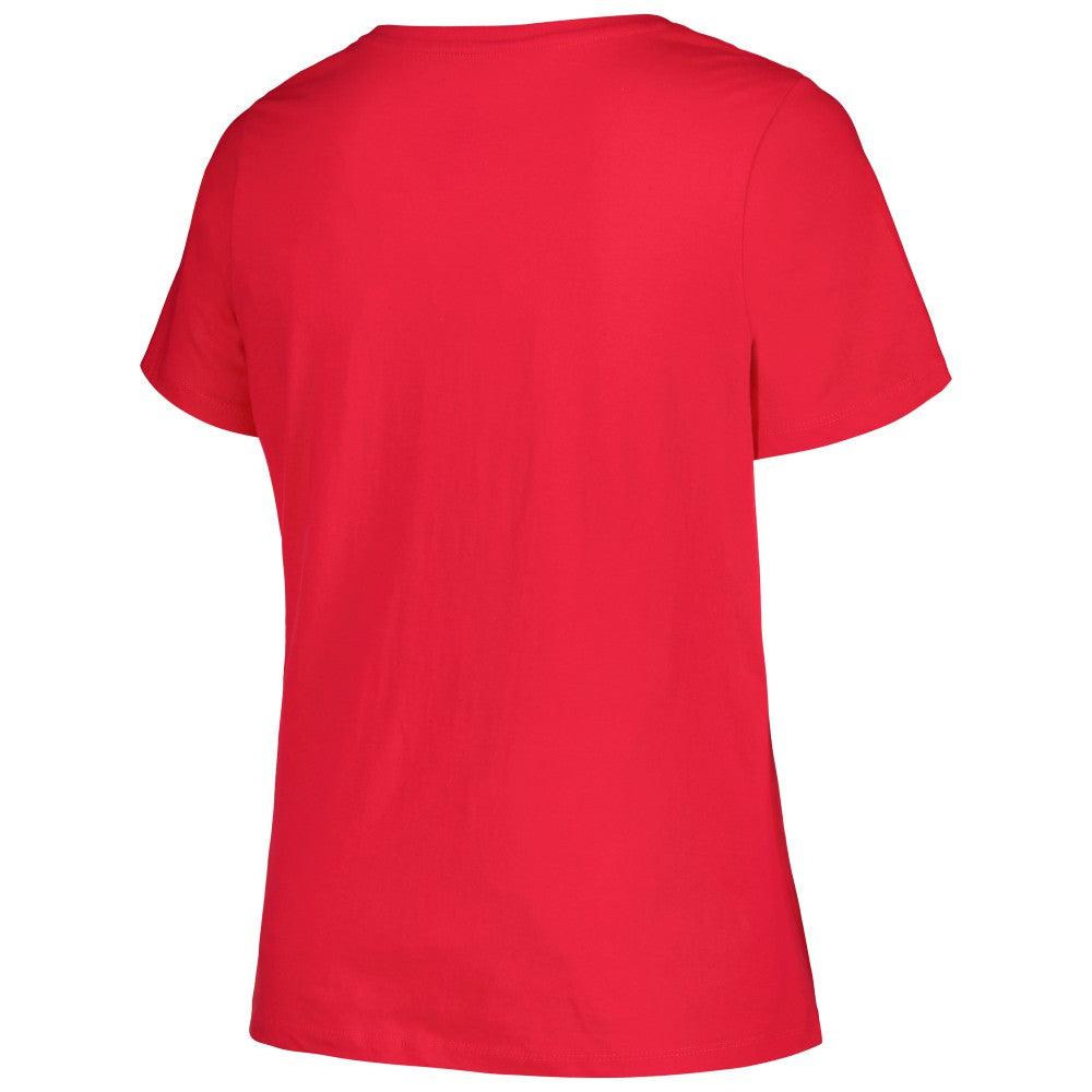 Los Angeles Angels Profile Women's Plus Size Arch Logo T-Shirt - Red T-shirts