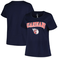 Cleveland Guardians Profile Women's Plus Size Arch Logo T-Shirt - Navy T-shirts