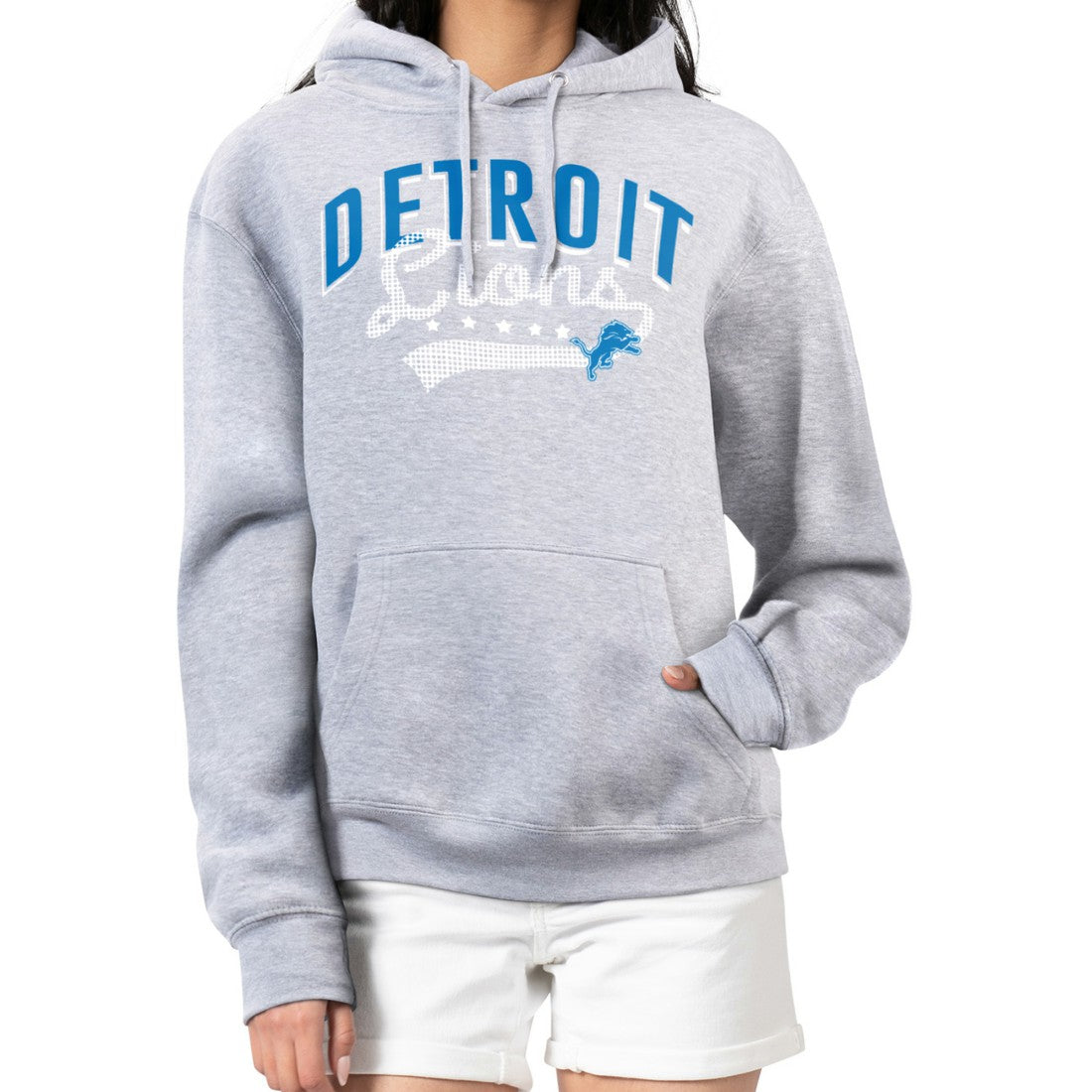 Detroit Lions G-III 4Her by Carl Banks Women's Filigree Logo Pullover Hoodie - Heather Gray