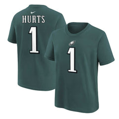 Jalen Hurts Philadelphia Eagles Youth Player Name & Number T-Shirt - Midnight Green T-shirts