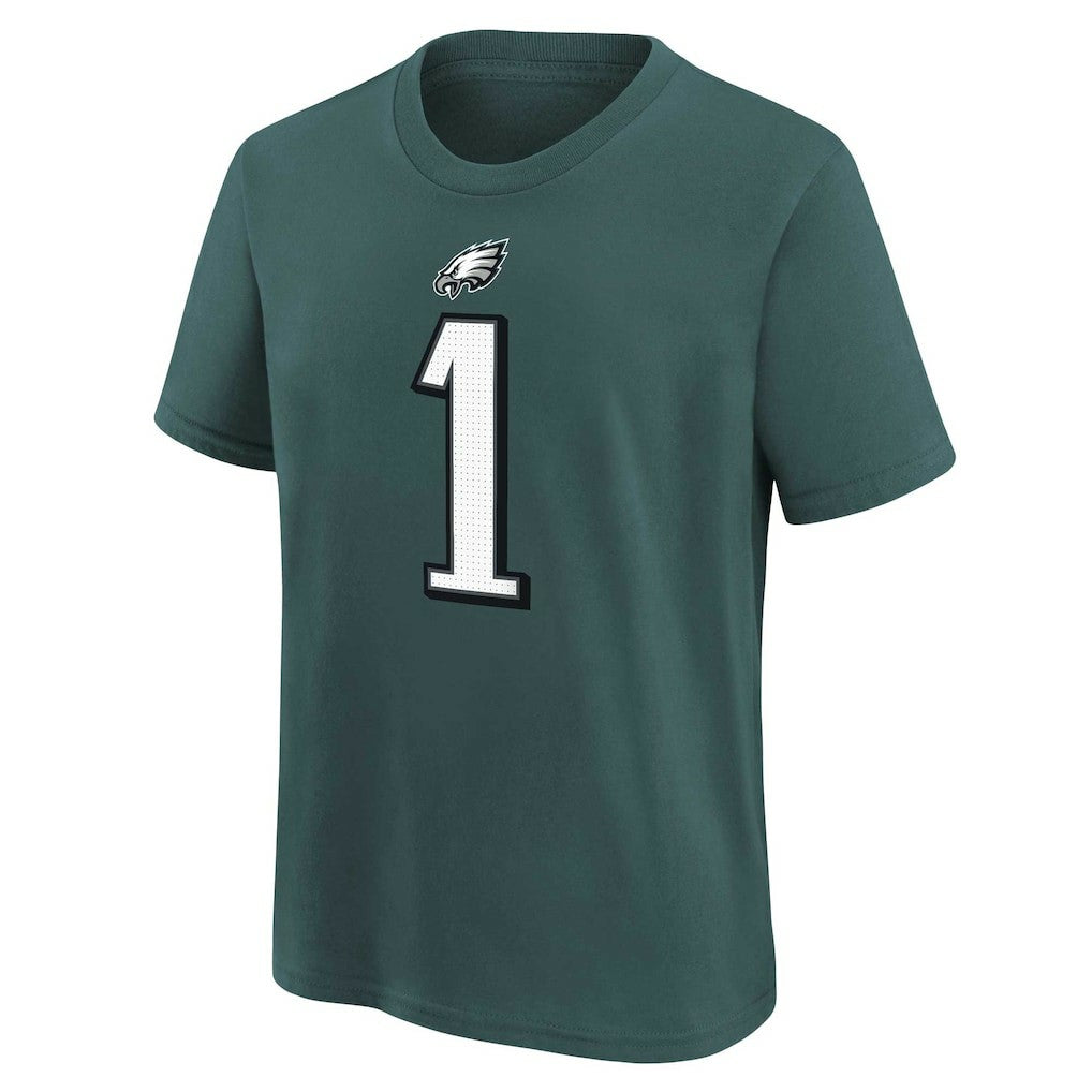 Jalen Hurts Philadelphia Eagles Youth Player Name & Number T-Shirt - Midnight Green T-shirts