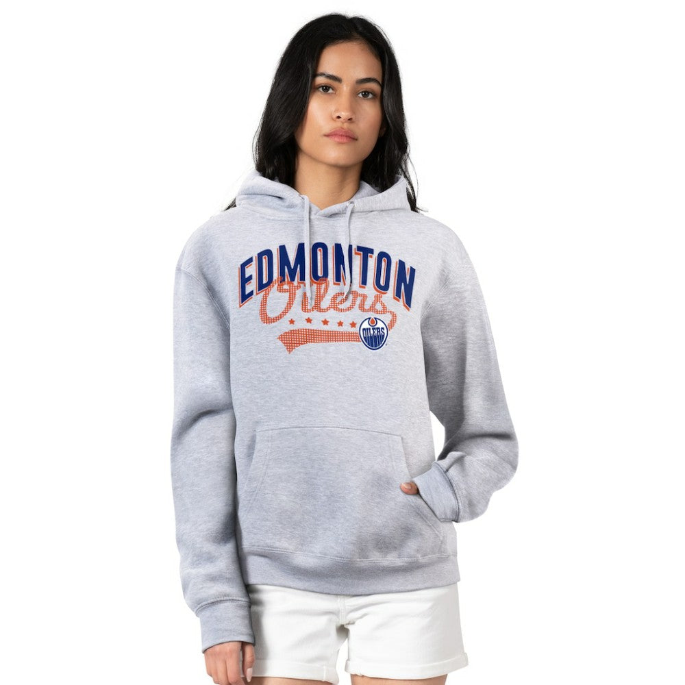 Edmonton Oilers G-III 4Her by Carl Banks Women's Filigree Logo Pullover Hoodie – Gray | US 200553683