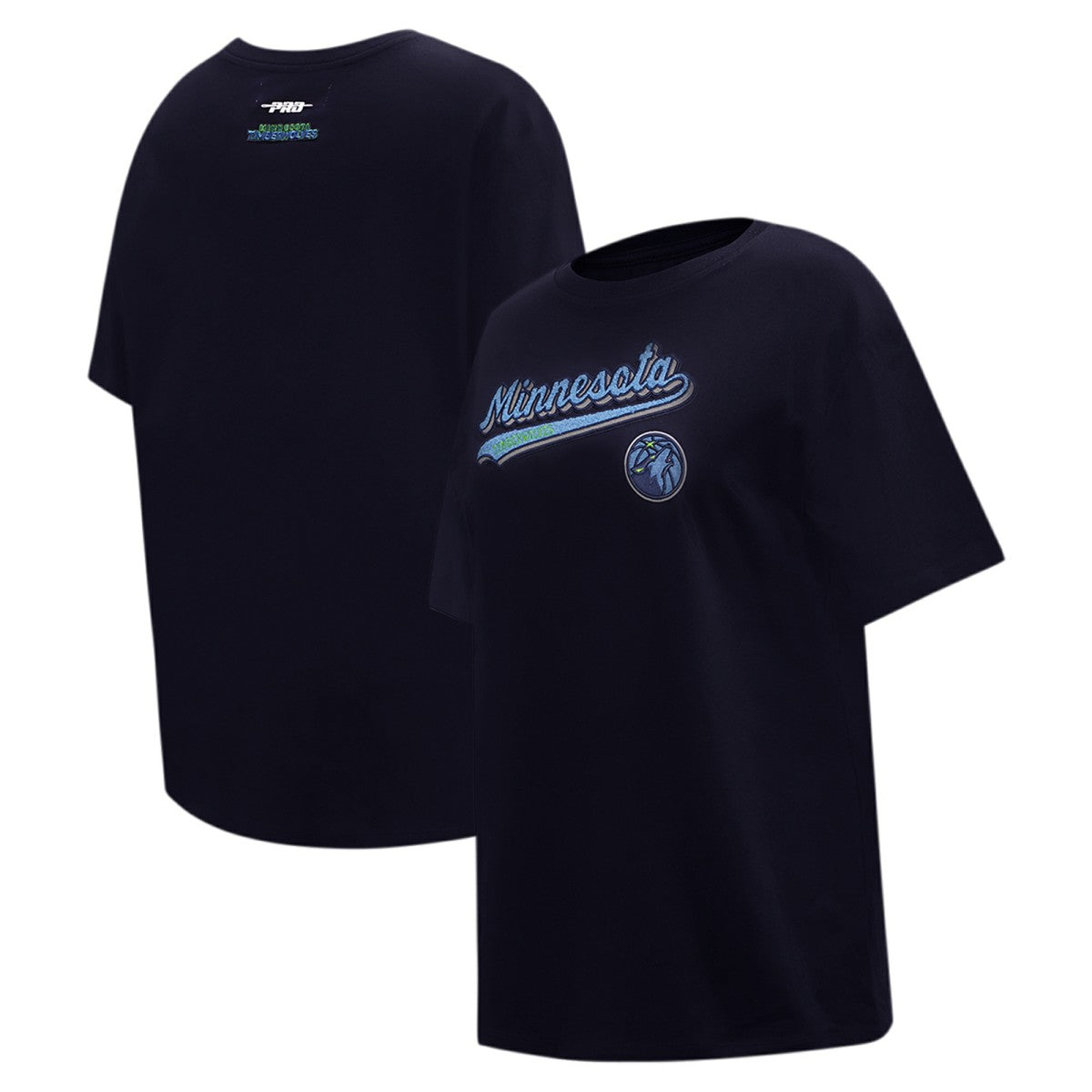 Minnesota Timberwolves Pro Standard Women's Script Boyfriend T-Shirt Navy