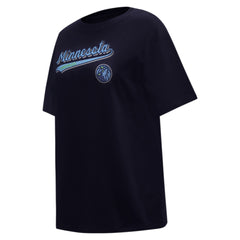 Minnesota Timberwolves Pro Standard Women's Script Boyfriend T-Shirt Navy