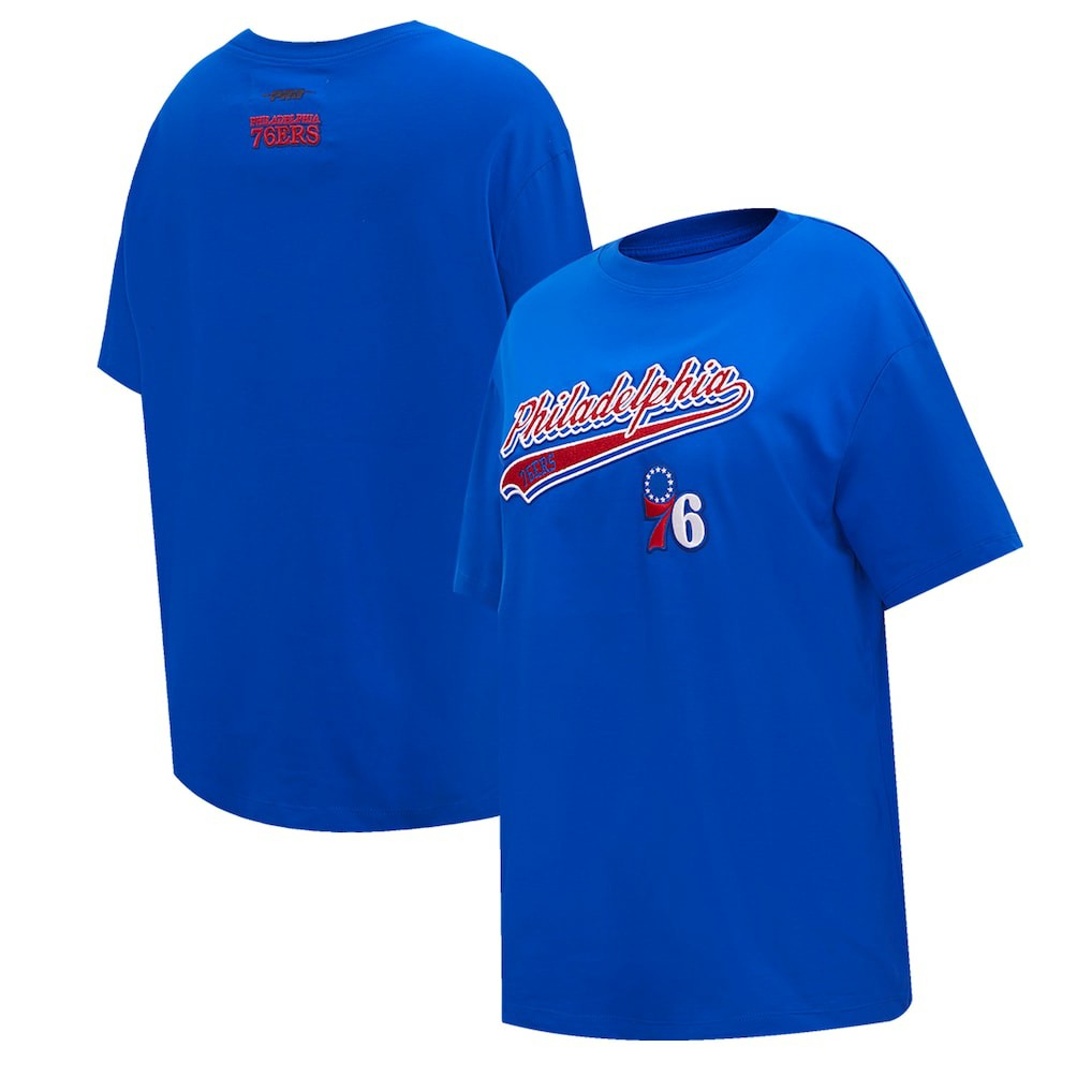 Philadelphia 76ers Pro Standard Women's Script Boyfriend T-Shirt Royal