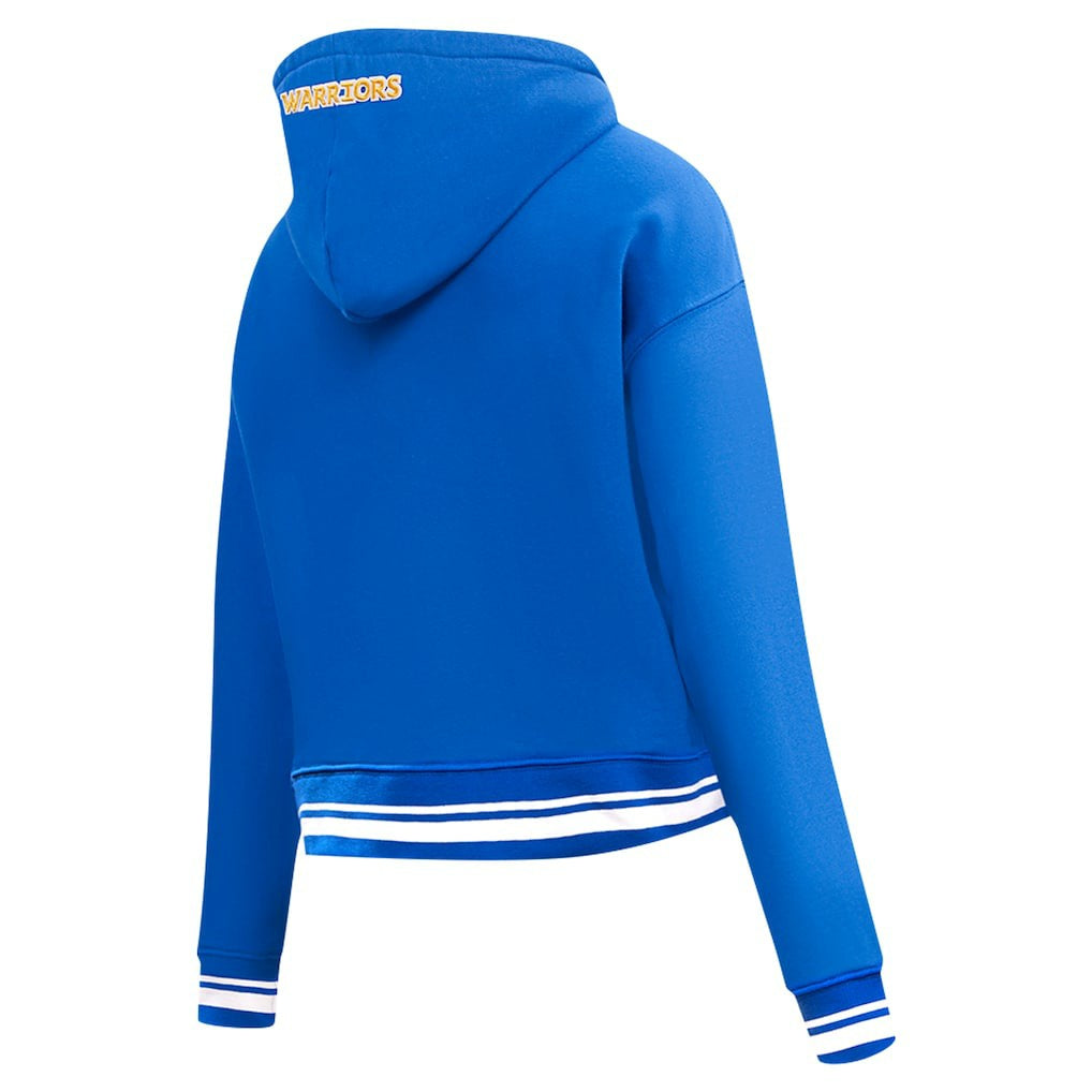 Golden State Warriors Pro Standard Women's Script Tail Cropped Pullover Hoodie Royal