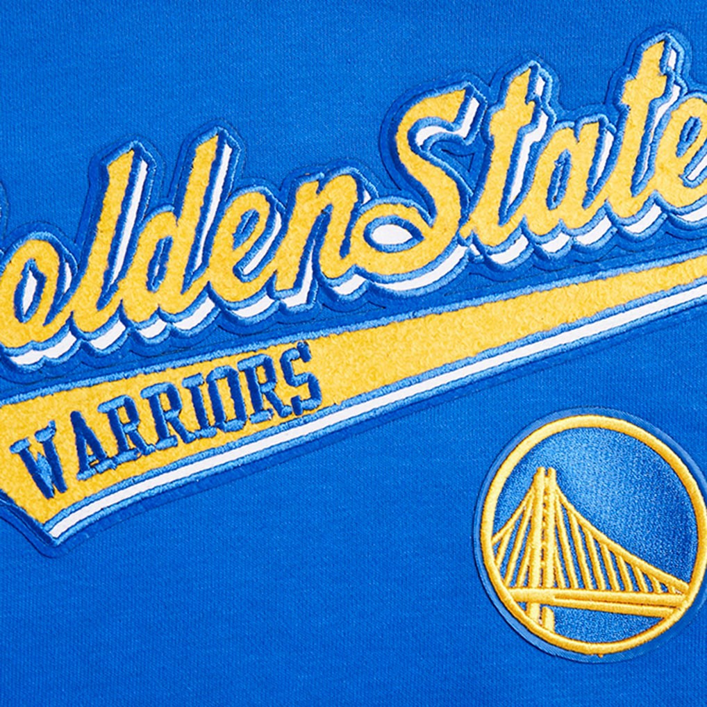 Golden State Warriors Pro Standard Women's Script Tail Cropped Pullover Hoodie Royal