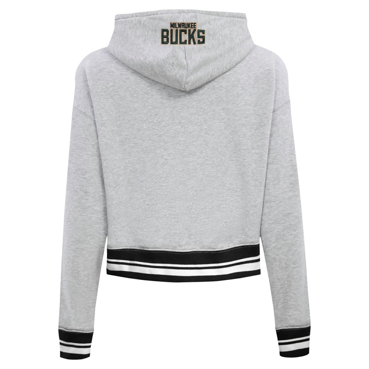 Milwaukee Bucks Pro Standard Women's Script Tail Cropped Pullover Hoodie Heather Gray outlet