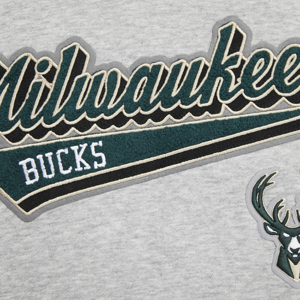 Milwaukee Bucks Pro Standard Women's Script Tail Cropped Pullover Hoodie Heather Gray outlet