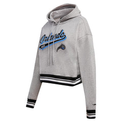 Orlando Magic Pro Standard Women's Script Tail Cropped Pullover Hoodie Heather Gray
